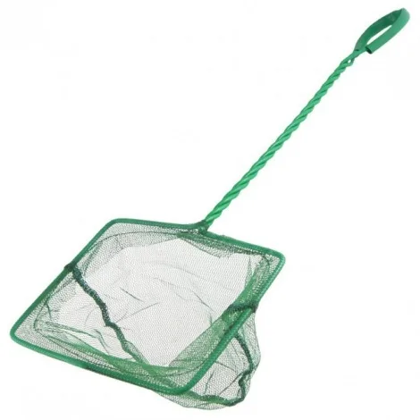 A 10cm fine mesh aquarium fish net with a sturdy handle, ideal for safely catching small fish in home tanks.