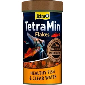 A 250ml container of TetraMin Tropical Flakes fish food, a balanced daily diet for all tropical aquarium fish.