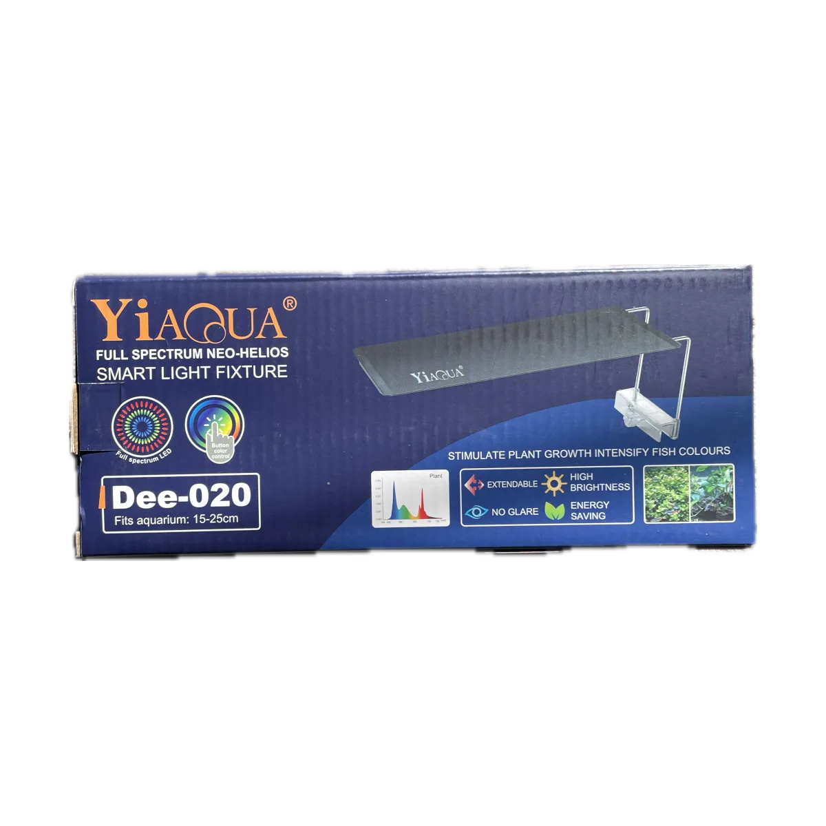 Compact 15cm LED aquarium light with full plant growth spectrum for small fish tanks and planted aquascapes.